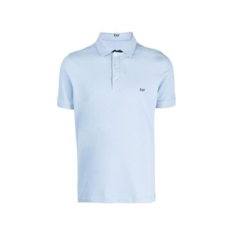 Polo di Fay, da uomo, colore azzurro. Modello a maniche corte, realizzato in piquet stretch. Caratterizzato da logo ricamato a contrasto sul petto e colletto double bicolore. Chiusura con tre bottoni. Vestibilità regolare. 