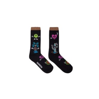 Calza di Barrow, da uomo, colore nero. Modello in cotone, caratterizzato da dettaglio logati multicolor. 
