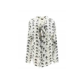 BALENCIAGA camicia over seta collo sciarpa m/l scritta bb balenciaga all over