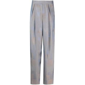 GIORGIO ARMANI pantaloni palazzo grigi con stampa patchwork