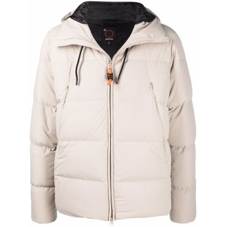 ASPESI Piumino imbottito in piuma d'oca color avorio con cappuccio classico