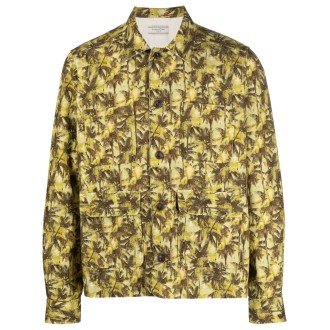 TINTORIA MATTEI giacca-camicia in cotone giallo canarino con stampa grafica all-over