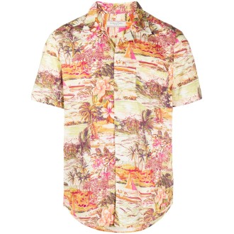 TINTORIA MATTEI camicia in cotone con stampa grafica multicolore rosa