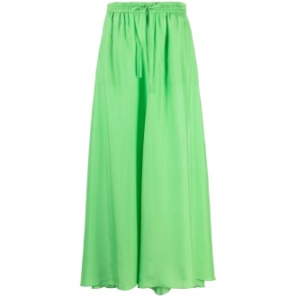 P.A.R.O.S.H. Gonna midi a vita alta in seta verde lime con bordo plissettato