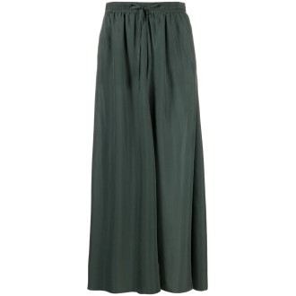 P.A.R.O.S.H. Gonna midi a vita alta in seta verde scuro con bordo plissettato