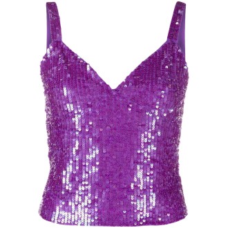 P.A.R.O.S.H. Top viola uva  con paillettes e scollo a V