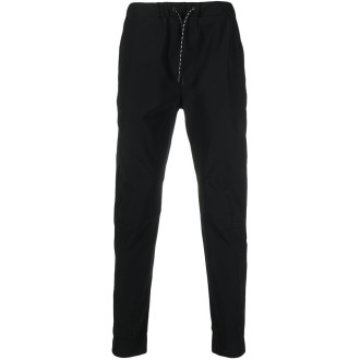 PMDS pantaloni neri elasticizzati con coulisse in vita con logo PMDS