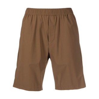 PMDS Pantaloncini marroni elasticizzati con logo PMDS sul retro