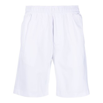 PMDS pantaloncini bianchi elasticizzati in vita con logo PMDS sul retro