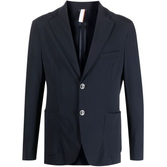 PMDS Blazer monopetto blu navy con design elasticizzato