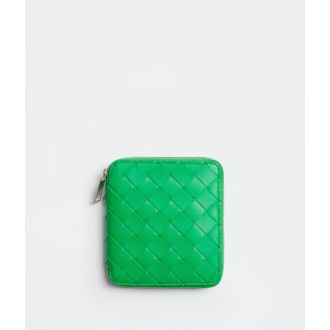 BOTTEGA VENETA Portafoglio in pelle con motivo Intrecciato verde parakeet