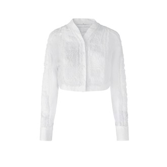 ERMANNO SCERVINO Camicia Crop Bianca In Mussola e Pizzo