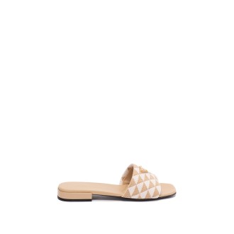 Prada Embroidered Fabric Slides
