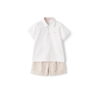 IL GUFO Completo Bianco e Corda Con Polo e Shorts Rigati