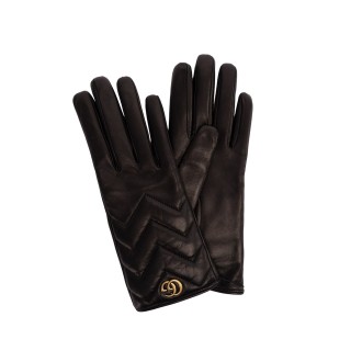 Gucci `Gg Marmont` Chevron Leather Gloves