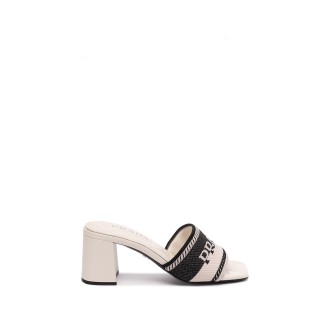 Prada Embroidered Fabric Slides