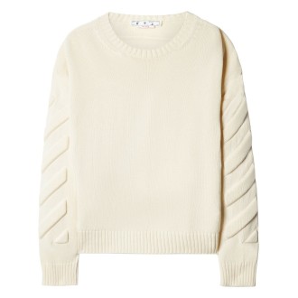 Off White `3D Diag` Knit Crew-Neck Sweater