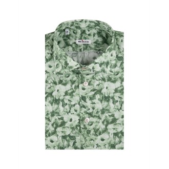 KITON Camicia In Cotone Floreale Verde