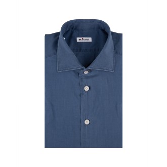 KITON Camicia In Chambray Avio Scuro