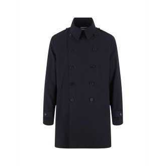 ASPESI Trench Doppiopetto In Gabardine Blu Navy