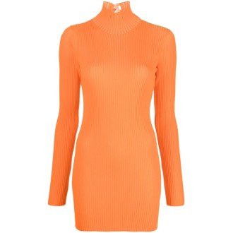 Off White `Vanise` Lace-Up Long Sleeve Mini Dress