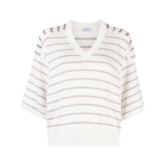Brunello Cucinelli Short Sleeve V-Neck Sweater