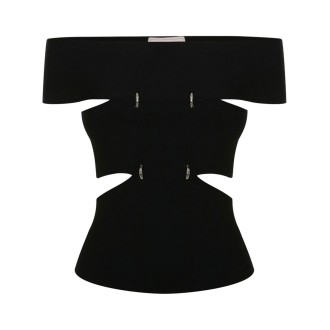 Alexander McQueen Knit Off-Shoulder Sliced Top