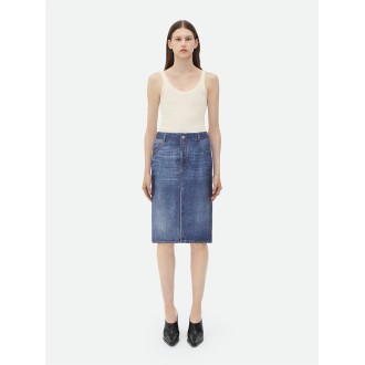 Bottega Veneta Print Denim Skirt 