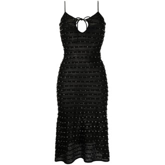 Self-Portrait Black Beaded Knit Midi Dress
