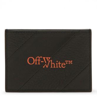 Off-white - Black Leather Diag Intarsia Card Holder