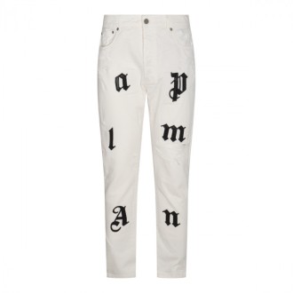 Palm Angels - White And Black Cotton Blend Jeans