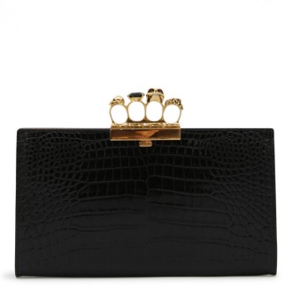 Alexander Mcqueen - Black Leather Four Rings Clutch