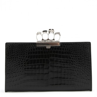 Alexander Mcqueen - Black Leather Four Rings Clutch