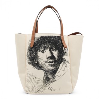 J.w. Anderson - Ivory Canvas And Brown Leather Rembrandt Tote Bag