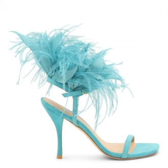 Stuart Weitzman - Turquoise Leather Feather Sandals