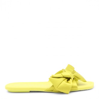 Stuart Weitzman - Yellow Leather Loveknot Flat Sandals