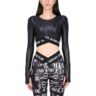 versace jeans couture cropped top with logo
