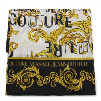 Versace Jeans Couture - White Multicolourr Silk Scarf