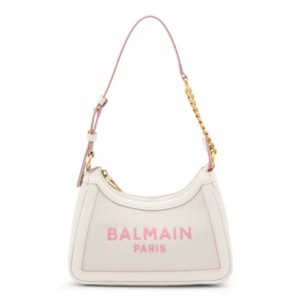 Balmain - Cream And Pink Canvas B-army Shoulder Bag