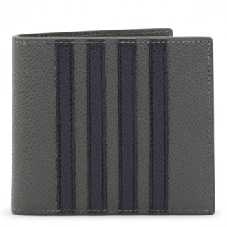 Thom Browne - Dark Grey And White Leather Wallet