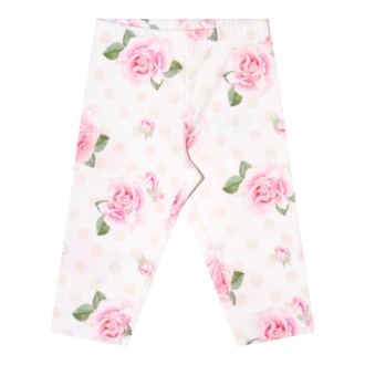 Monnalisa - White And Pink Fairytale Cotton Leggings