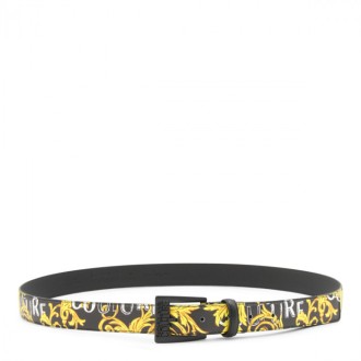 Versace Jeans Couture - Black And Gold Leather Baroque Belt