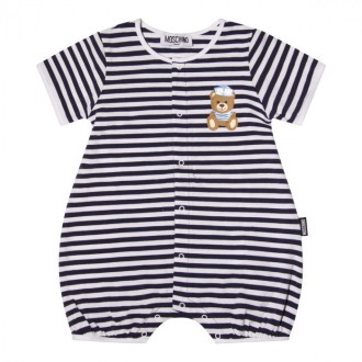 Moschino - Blue And White Cotton Striped Jumpsuit