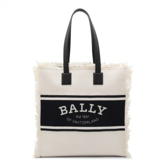 Bally - Natural And Black Cotton And Linen Blend Crystalia Tote Bag