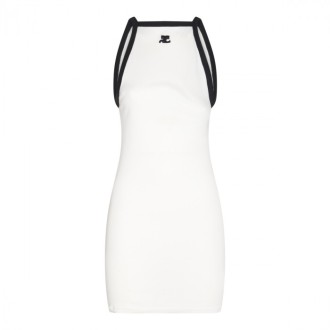 Courreges - White And Black Cotton Tank Top Dress