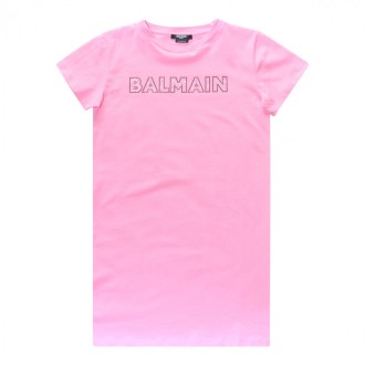 Balmain - Antique Pink Cotton T-shirt Dress