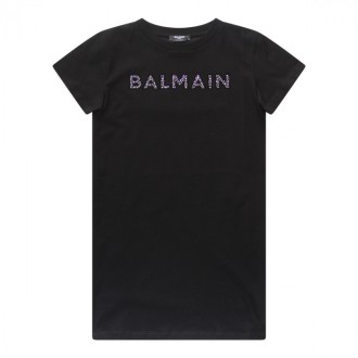 Balmain - Black Cotton T-shirt Dress