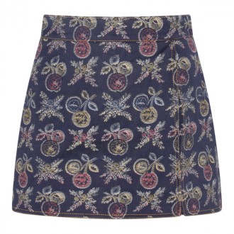 Etro - Blue Multicolour Cotton-viscose Blend Denim Skirt