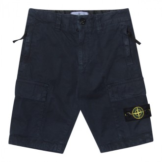 Stone Island - Navy Cotton Cargo Shorts