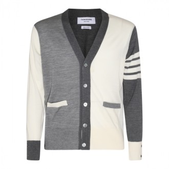 Thom Browne - Grey And White Wool Cardigan